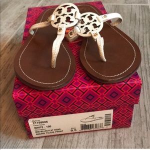 Tory Burch Mini Miller White Snake Skin Sandals
